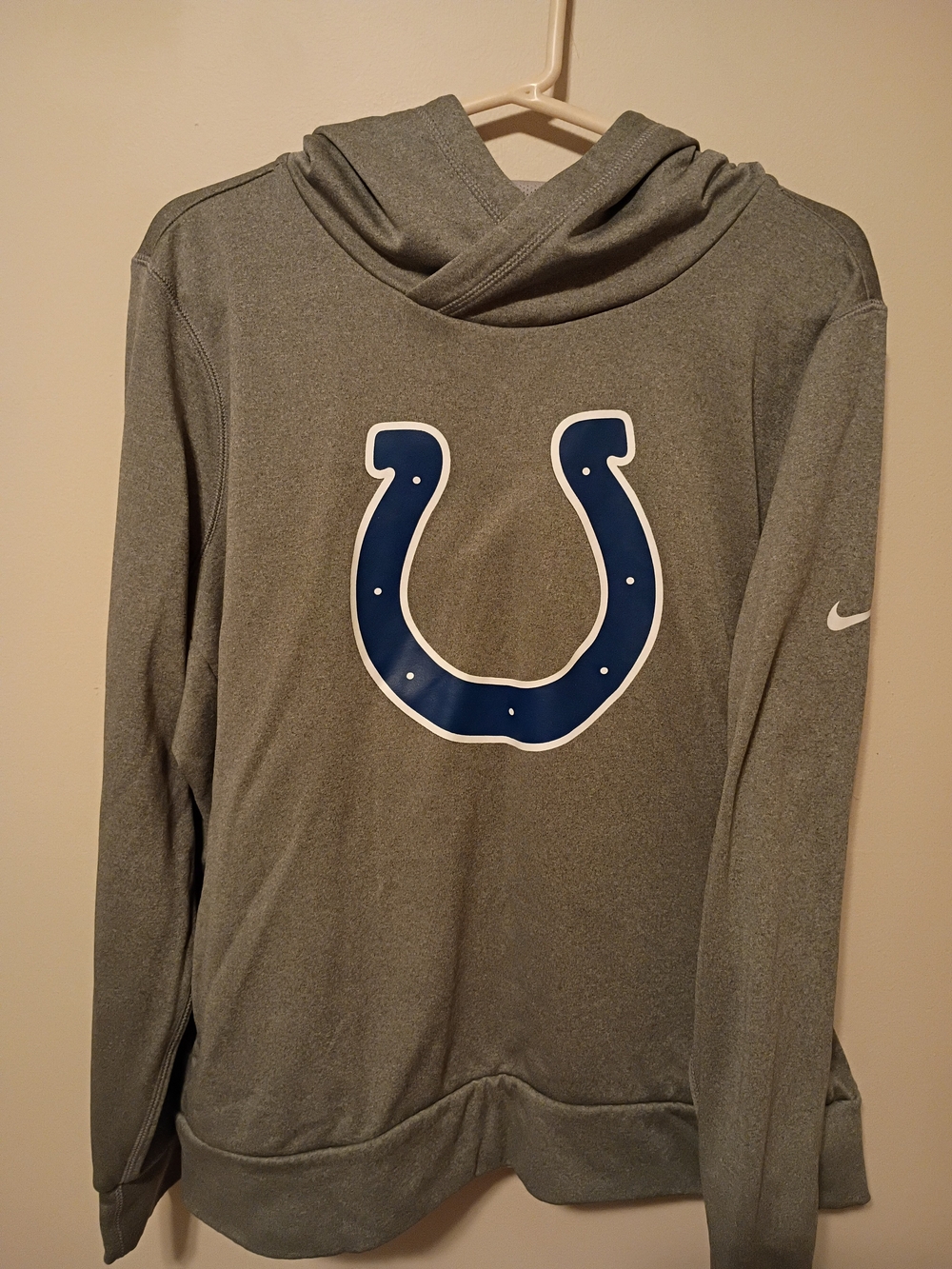 Nike Men’s Gray Crewneck Pullover with Blue Colts Logo